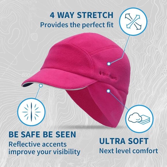 Women\'s Magenta Trailblazer Reflective Fleece Ponytail Hole Winter Hats